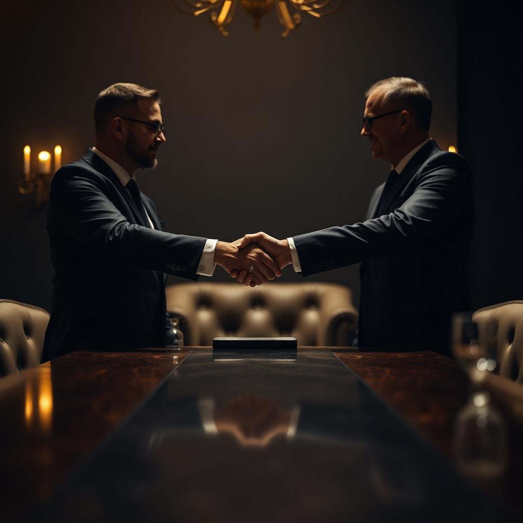 Trusted handshake across a boardroom table