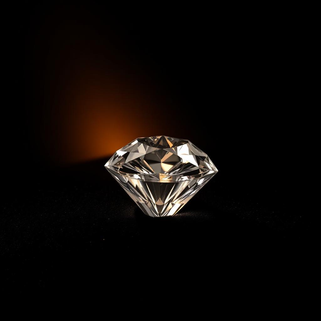 Pristine diamond illuminated by golden light